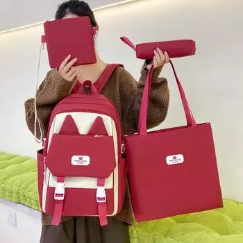 Женский рюкзак большой емкости, школьный рюкзак, однотонный лоскутный рюкзак фиолетовый