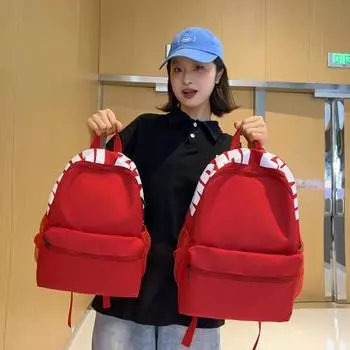 Женский рюкзак большой емкости, школьный рюкзак с буквенным принтом Small чёрный