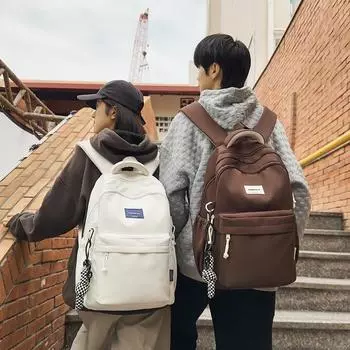 Женский рюкзак большой емкости, школьный рюкзак для студентов, мужской однотонный рюкзак коричневый