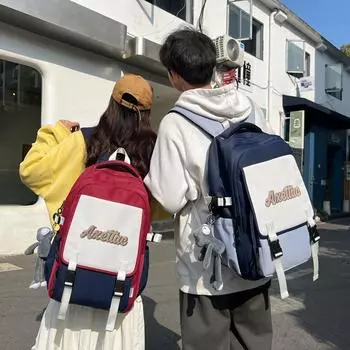 Женский рюкзак большой емкости, студенческий рюкзак с буквенным принтом, мужской школьный рюкзак для старших классов, цветной школьный рюкзак