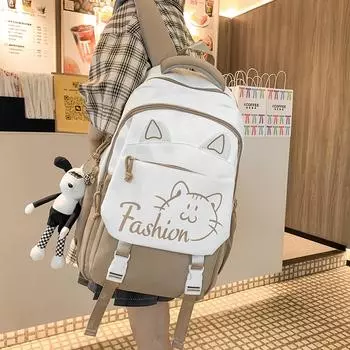 Женский рюкзак большой емкости, студенческий рюкзак, контрастный цвет, школьная сумка хаки