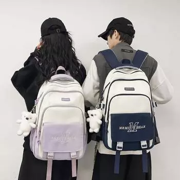 Женский рюкзак большой емкости, студенческий школьный рюкзак, мужской уличный дорожный рюкзак с буквенным принтом чёрный