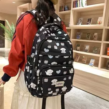 Женский рюкзак большой емкости, студенческий школьный рюкзак с героями мультфильмов, многофункциональный студенческий школьный рюкзак для девочек фиолетовый