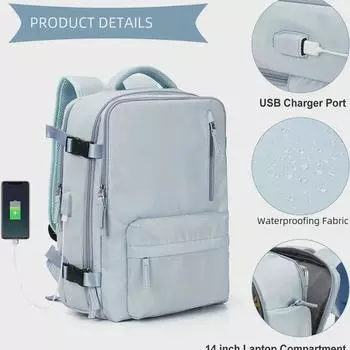 Женский рюкзак большой вместимости для путешествий и бизнеса — универсальный для отдыха, коротких поездок, школы и использования ноутбука 31x1x42 cm