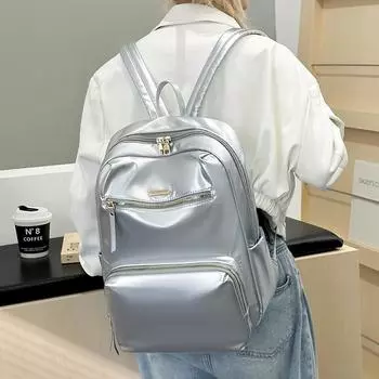Женский рюкзак большой вместимости дорожная сумка студенческий компьютерный рюкзак серебряный