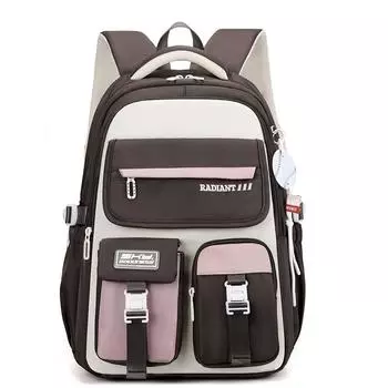 Женский рюкзак большой вместимости, грязеотталкивающий, для старшеклассниц, водоотталкивающий, снижающий нагрузку, для студенток кофейный