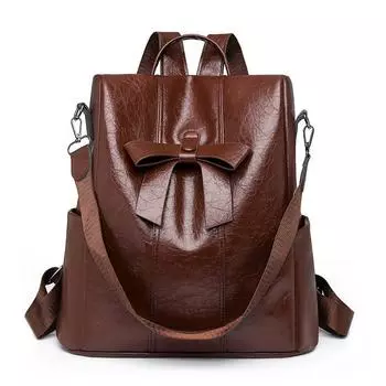 Женский рюкзак большой вместимости из ПУ, многофункциональная сумка через плечо, рюкзак для поездок кофейный