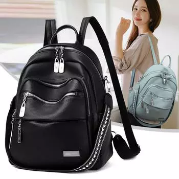 Женский рюкзак большой вместимости, мягкий кожаный рюкзак темно-серого