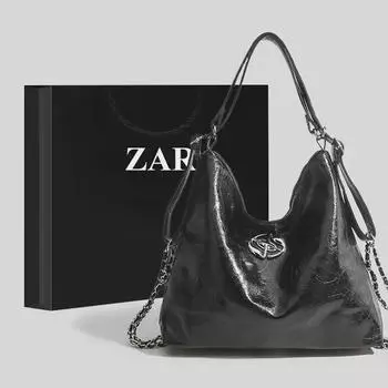 Женский рюкзак-цепочка 2024 года: Большая плиссированная сумка-тоут, нишевый дизайн, сумка на одно плечо