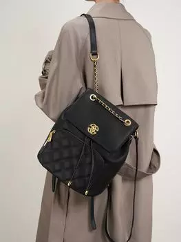 Женский рюкзак Chain Small 2024 для школы, поездок на работу и путешествий чёрный