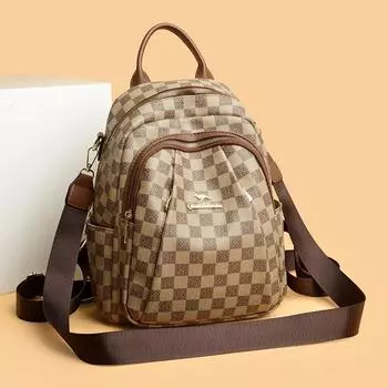 Женский рюкзак Checkerboard Spring and Summer, универсальный, вместительный, на три плеча, многофункциональный повседневный рюкзак