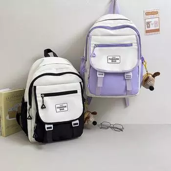 Женский рюкзак Color Block, школьный рюкзак для школьников, большой емкости чёрный