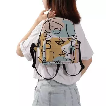 Женский рюкзак Deanfun, модный мини-рюкзак с абстрактной линией и принтом лица, красочный школьный рюкзак, сумки, женская элегантная сумка на плечо One Size