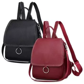 Женский рюкзак для девочек из искусственной кожи, школьная сумка через плечо, дорожный рюкзак Rusksack чёрный