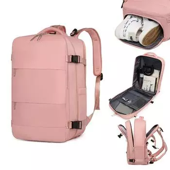 Женский рюкзак для ноутбука 15,6 дюймов для девочек-подростков с зарядкой через USB, школьный рюкзак, независимая сумка для обуви, дорожный рюкзак, уличный рюкзак чёрный