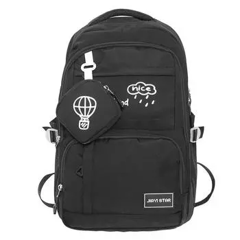 Женский рюкзак для школьников с рисунком из мультфильма, большой емкости, с кошельком для монет синий