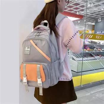 Женский рюкзак для школьников средней школы, рюкзак большой емкости чёрный