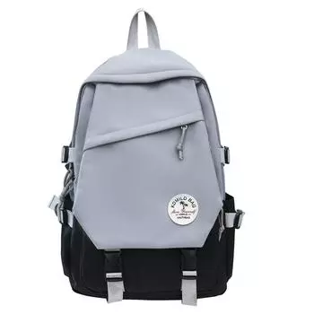 Женский рюкзак для средней школы, школьный портфель, контрастный цвет, большая вместимость, рюкзак в стиле колледжа, сумка для компьютера серый/чёрный