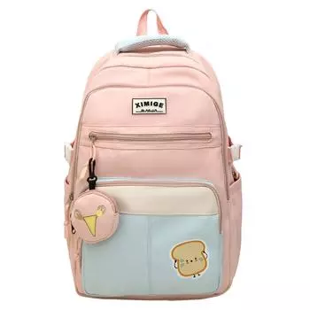 Женский рюкзак для учеников младших классов средней школы, большой вместимости, школьный рюкзак для девочек, цветной рюкзак с кошельком для монет красный