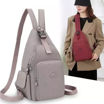 Женский рюкзак двойного назначения, нейлоновая сумка через плечо, большая вместимость, нагрудная сумка, дорожный рюкзак светло-серый