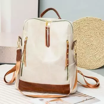 Женский рюкзак из искусственной кожи большой емкости, дорожная сумка, студенческая школьная сумка белый