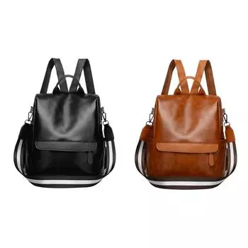 Женский рюкзак из искусственной кожи с регулируемым плечом, противоугонный карман, водонепроницаемый рюкзак, инструмент One Size чёрный