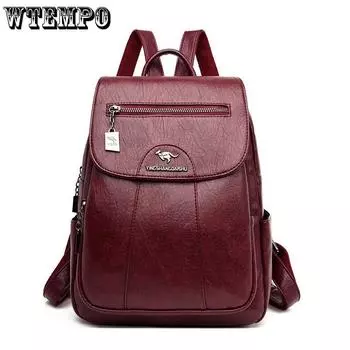 Женский рюкзак из искусственной кожи, школьные сумки вино красного