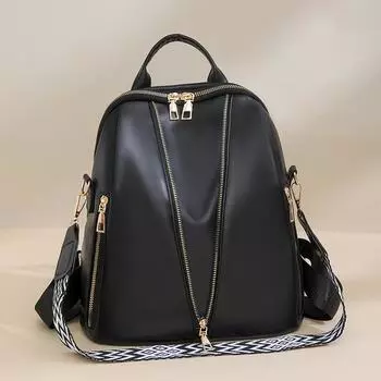 Женский рюкзак из мягкой искусственной кожи, легкая и вместительная дорожная сумка с защитой от кражи чёрный