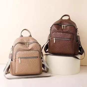 Женский рюкзак из мягкой кожи, большая вместительная противоугонная дорожная сумка для мамы чёрный