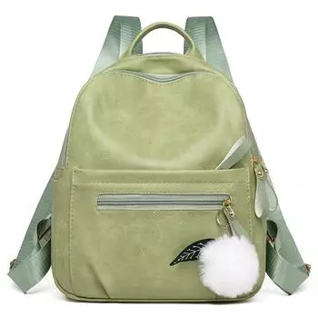 Женский рюкзак из мягкой кожи большой вместимости для коротких поездок зелёный