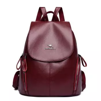 Женский рюкзак из мягкой кожи большой вместимости, дорожная сумка для мамы среднего возраста синий