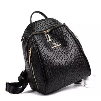 Женский рюкзак из мягкой кожи, дорожная сумка из искусственной кожи чёрный