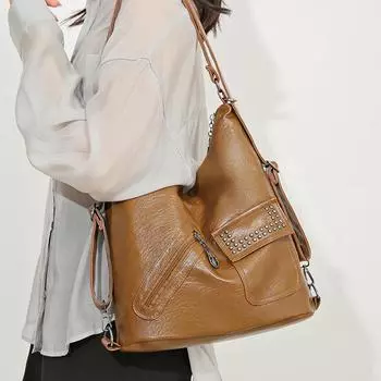 Женский рюкзак из мягкой кожи, многофункциональная сумка через плечо, женская сумка через плечо чёрный