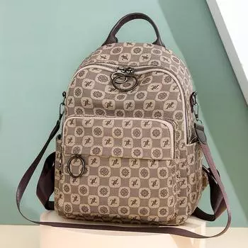 Женский рюкзак из мягкой кожи с принтом из искусственной кожи, дорожный рюкзак большой емкости коричневый