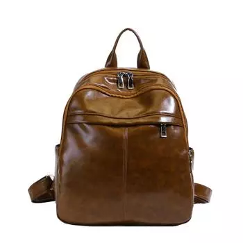 Женский рюкзак из мягкой кожи, студенческий школьный коричневый