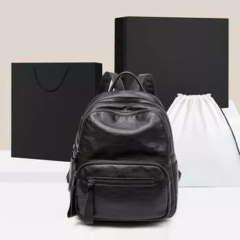 Женский рюкзак из мягкой кожи в стиле ретро, новинка 2023 года для школы, длина 25 см, ширина 12 см, высота 30 см зелёный