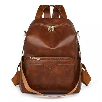 Женский рюкзак из мягкой кожи, вместительный школьный ранец и дорожная сумка чёрный