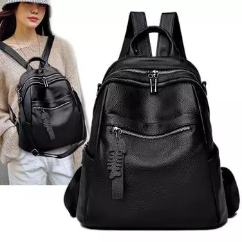 Женский рюкзак из натуральной кожи CS10055 25*32*14 чёрный