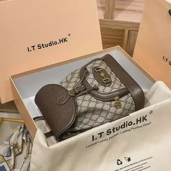 Женский рюкзак из натуральной кожи — мода осень/зима 2022 года, высококачественная, трендовая дорожная и школьная сумка 19-inch кофейный