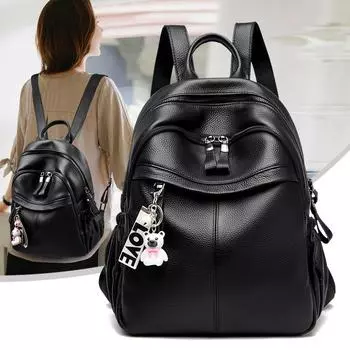 Женский рюкзак из натуральной кожи NP6215 Small26*13*31CM чёрный