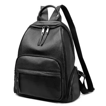 Женский рюкзак из натуральной кожи первого слоя CS6447 25*15*35 чёрный