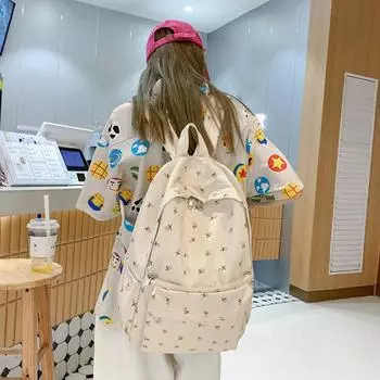 Женский рюкзак из нейлона для путешествий, сумка-кошелек с цветочным принтом, симпатичный, среднего размера, повседневный рюкзак для девочек, для школьных путешествий