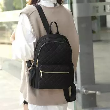 Женский рюкзак из нейлона, дорожные рюкзаки, сумка через плечо, большой емкости, повседневный рюкзак для девочек, стеганый рюкзак 30*13*35cm чёрный