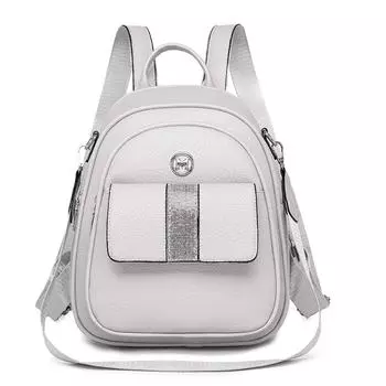 Женский рюкзак из ПУ, студенческий дорожный рюкзак серый