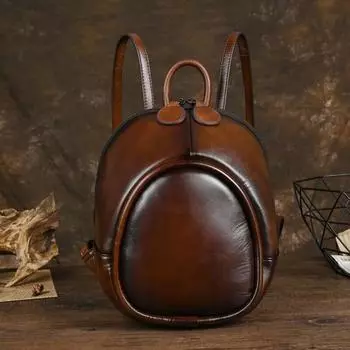 Женский рюкзак Johnature из натуральной кожи в стиле ретро, повседневная однотонная сумка ручной работы из воловьей кожи, универсальный рюкзак