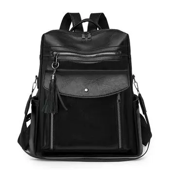 Женский рюкзак контрастного цвета для путешествий на открытом воздухе, сумка двойного назначения через плечо чёрный