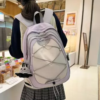 Женский рюкзак контрастного цвета, легкий, школьный портфель для студентов кампуса красный