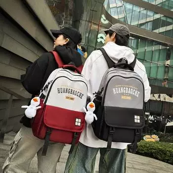 Женский рюкзак Letter, мужской рюкзак большой вместимости, школьный рюкзак Color Block для школьников хаки