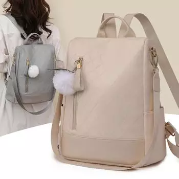 Женский рюкзак Мягкий кожаный рюкзак для подростковой сумки серый