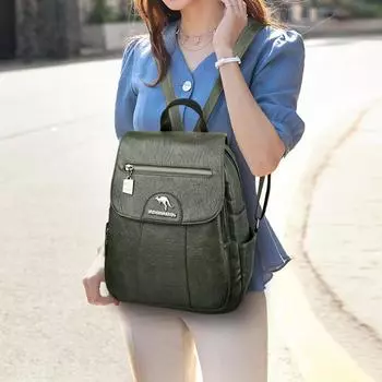 Женский рюкзак, мягкий кожаный рюкзак, винтажный женский большой вместительный рюкзак Sac Dos, повседневный дорожный женский рюкзак Mochila, школьный рюкзак для книг One Size синий